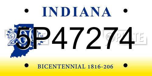 5P47274 Indiana License Plate