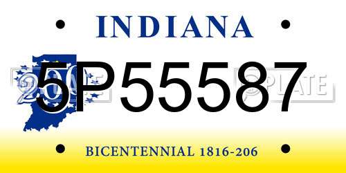 5P55587 Indiana License Plate