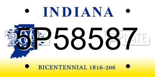 5P58587 Indiana License Plate