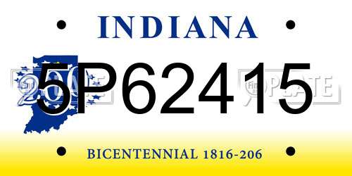 5P62415 Indiana License Plate
