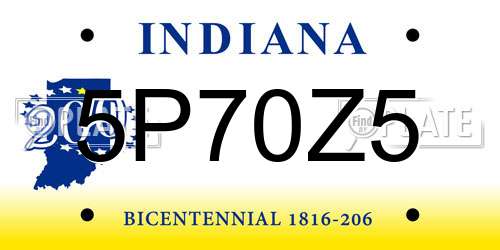 5P70Z5 Indiana License Plate