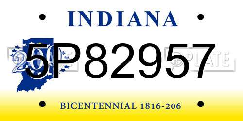 5P82957 Indiana License Plate