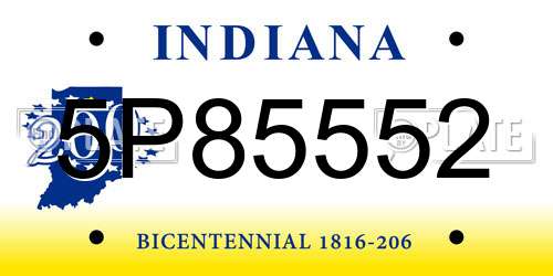 5P85552 Indiana License Plate