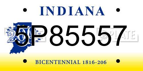 5P85557 Indiana License Plate