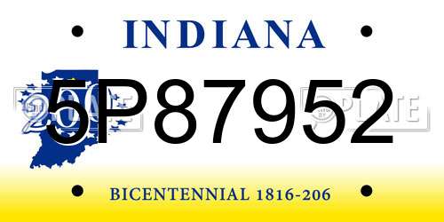 5P87952 Indiana License Plate