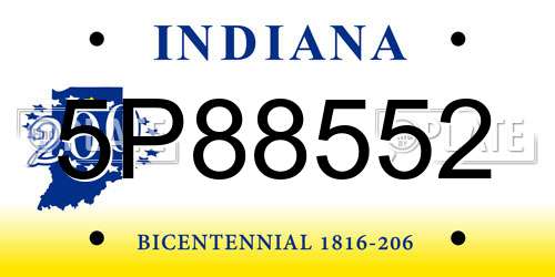 5P88552 Indiana License Plate