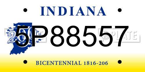 5P88557 Indiana License Plate
