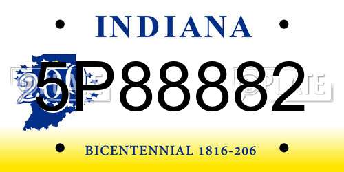5P88882 Indiana License Plate