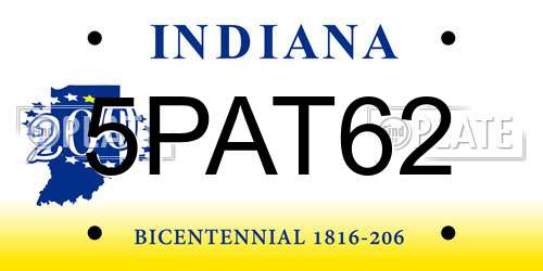 5PAT62 Indiana License Plate