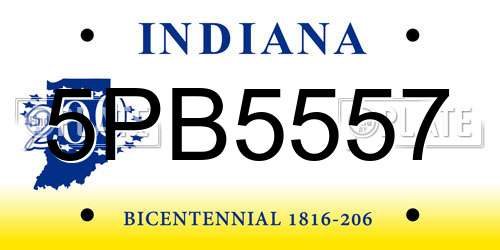 5PB5557 Indiana License Plate