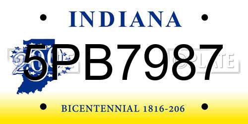 5PB7987 Indiana License Plate