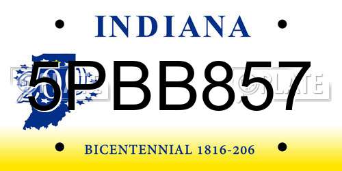 5PBB857 Indiana License Plate