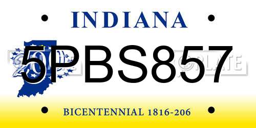 5PBS857 Indiana License Plate
