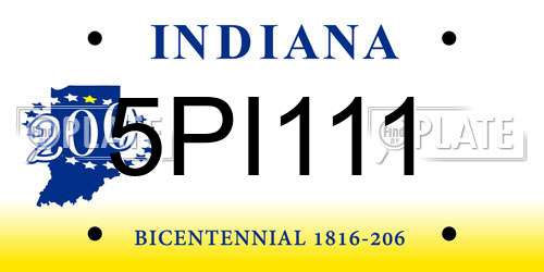 5PI111 Indiana License Plate