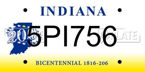 5PI756 Indiana License Plate