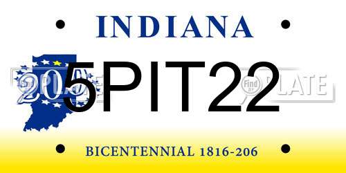 5PIT22 Indiana License Plate