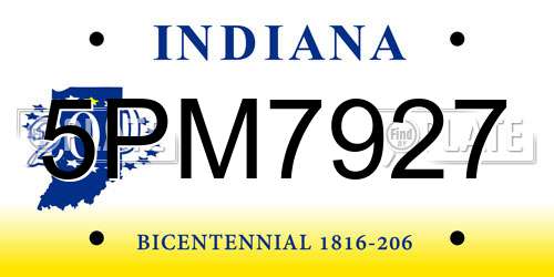 5PM7927 Indiana License Plate