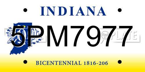 5PM7977 Indiana License Plate