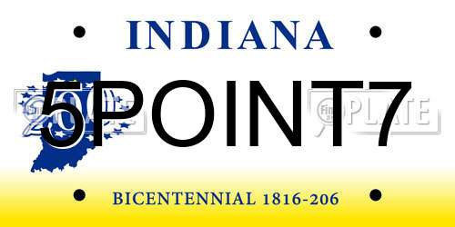 5POINT7 Indiana License Plate