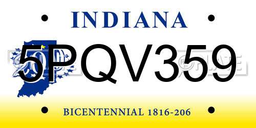 5PQV359 Indiana License Plate