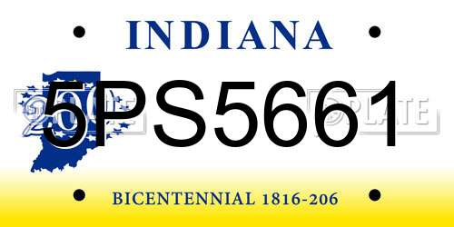 5PS5661 Indiana License Plate