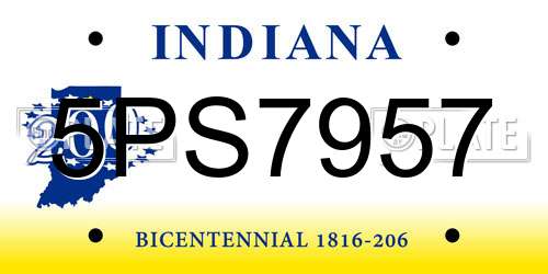 5PS7957 Indiana License Plate