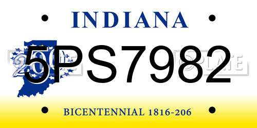 5PS7982 Indiana License Plate