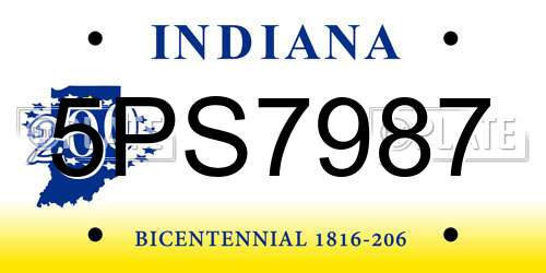 5PS7987 Indiana License Plate