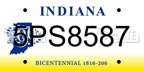 5PS8587 Indiana License Plate