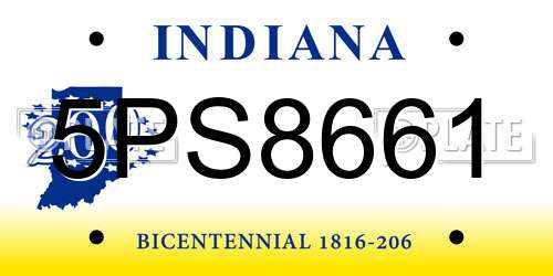 5PS8661 Indiana License Plate