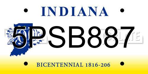 5PSB887 Indiana License Plate