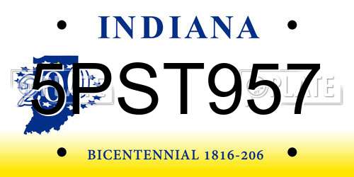 5PST957 Indiana License Plate