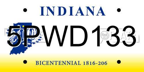 5PWD133 Indiana License Plate