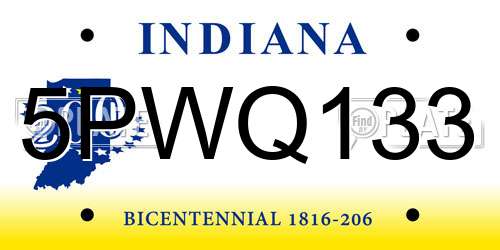 5PWQ133 Indiana License Plate