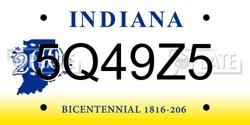 5Q49Z5 Indiana License Plate