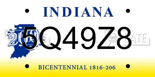 5Q49Z8 Indiana License Plate