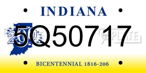 5Q50717 Indiana License Plate