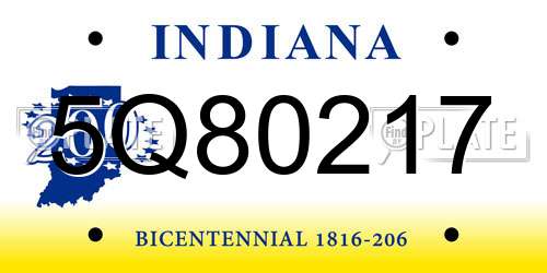 5Q80217 Indiana License Plate