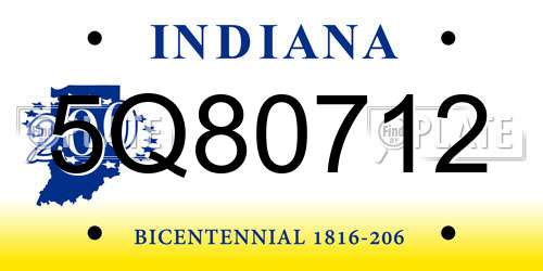 5Q80712 Indiana License Plate