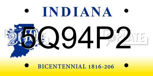 5Q94P2 Indiana License Plate
