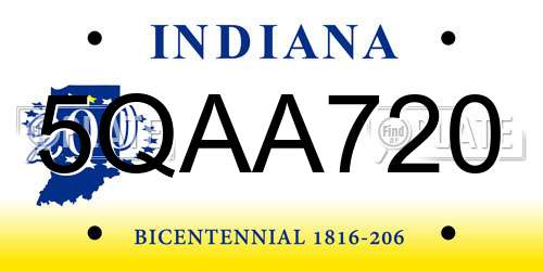 5QAA720 Indiana License Plate