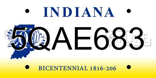 5QAE683 Indiana License Plate
