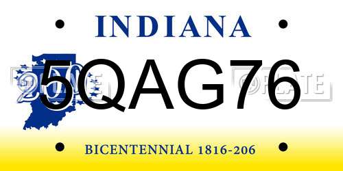 5QAG76 Indiana License Plate