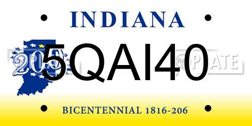 5QAI40 Indiana License Plate