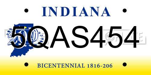 5QAS454 Indiana License Plate