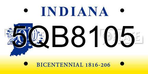 5QB8105 Indiana License Plate
