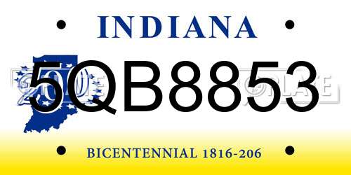 5QB8853 Indiana License Plate