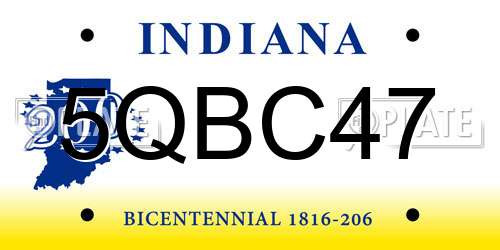 5QBC47 Indiana License Plate
