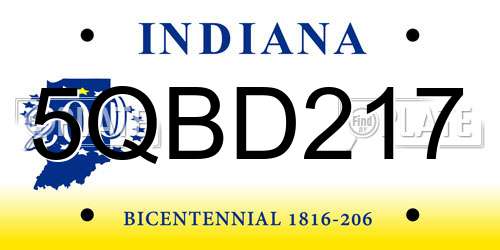 5QBD217 Indiana License Plate