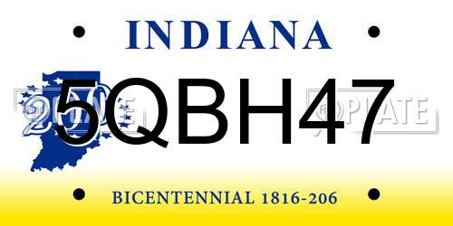 5QBH47 Indiana License Plate
